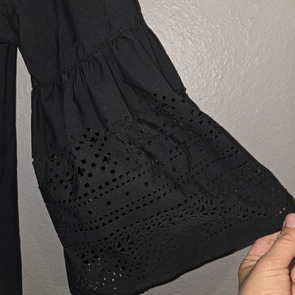 Lauren Ralph Lauren Black Poplin Shift Dress With Puff Sleeves - Picture 5 of 13
